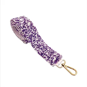 The Courtney Hand Beaded Confetti Strap  PURPLE