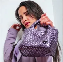 Tiny Mini Woven Tote - Metallic Purple