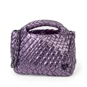 Tiny Mini Woven Tote - Metallic Purple