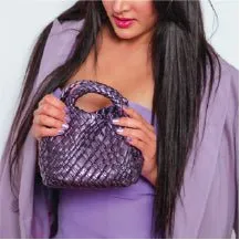 Tiny Mini Woven Tote - Metallic Purple