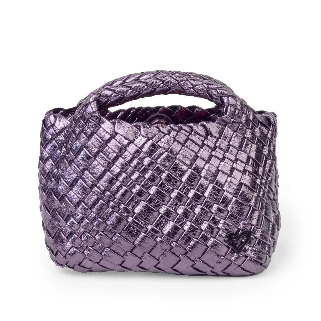 Tiny Mini Woven Tote - Metallic Purple