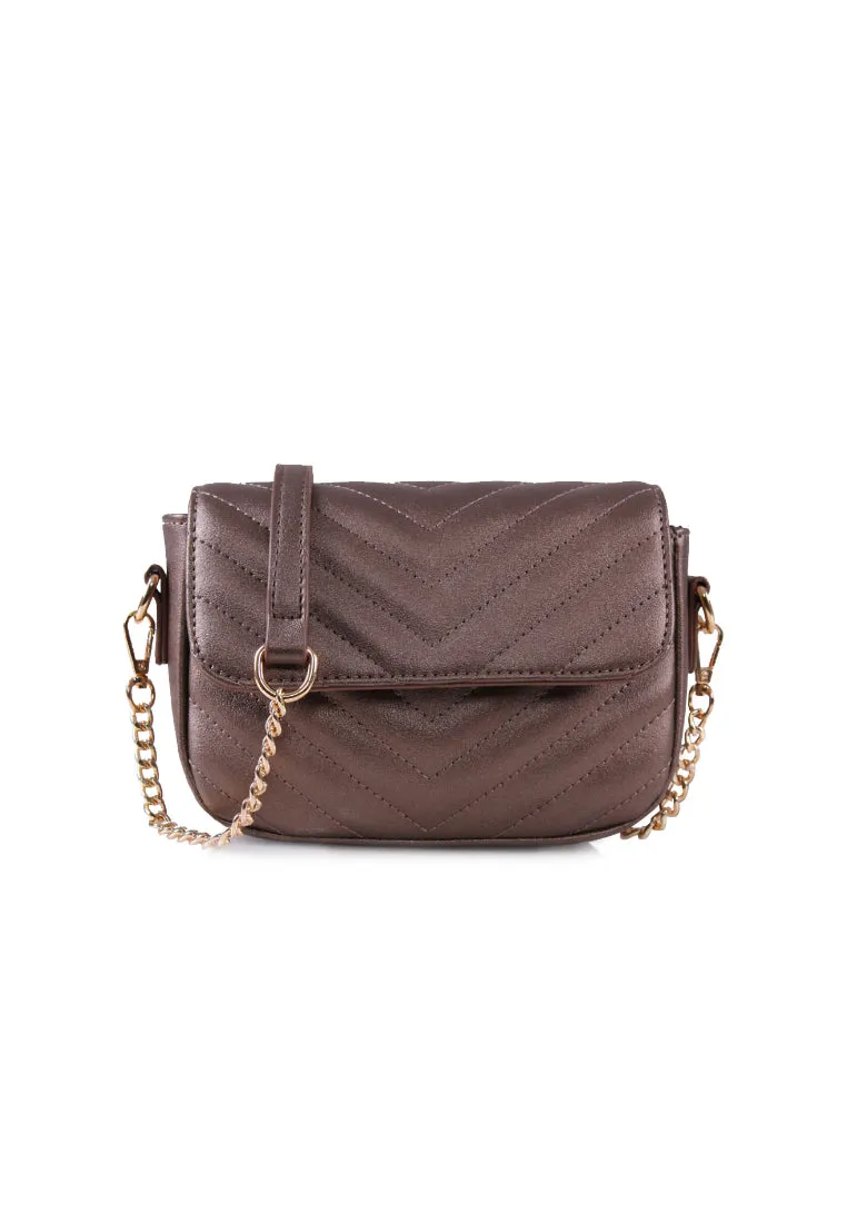 VOIR Signature Soft Chevron Leather Sling Bag