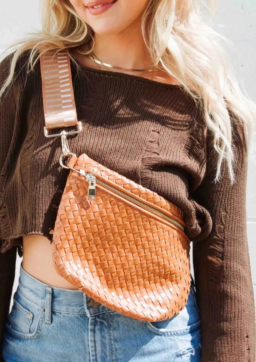 Woven Westlyn Bum Bag in Brown